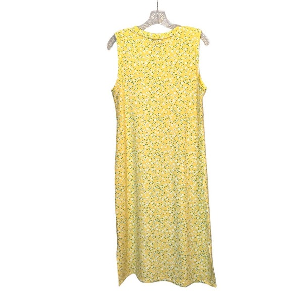 Bobeau Yellow Floral Double  Split Tank Midi Dress - Picture 4 of 9